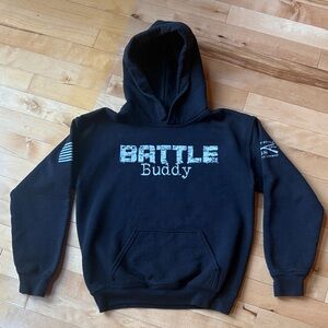 Grunt Style Youth Medium Black Battle Buddy Hoodie Sweatshirt